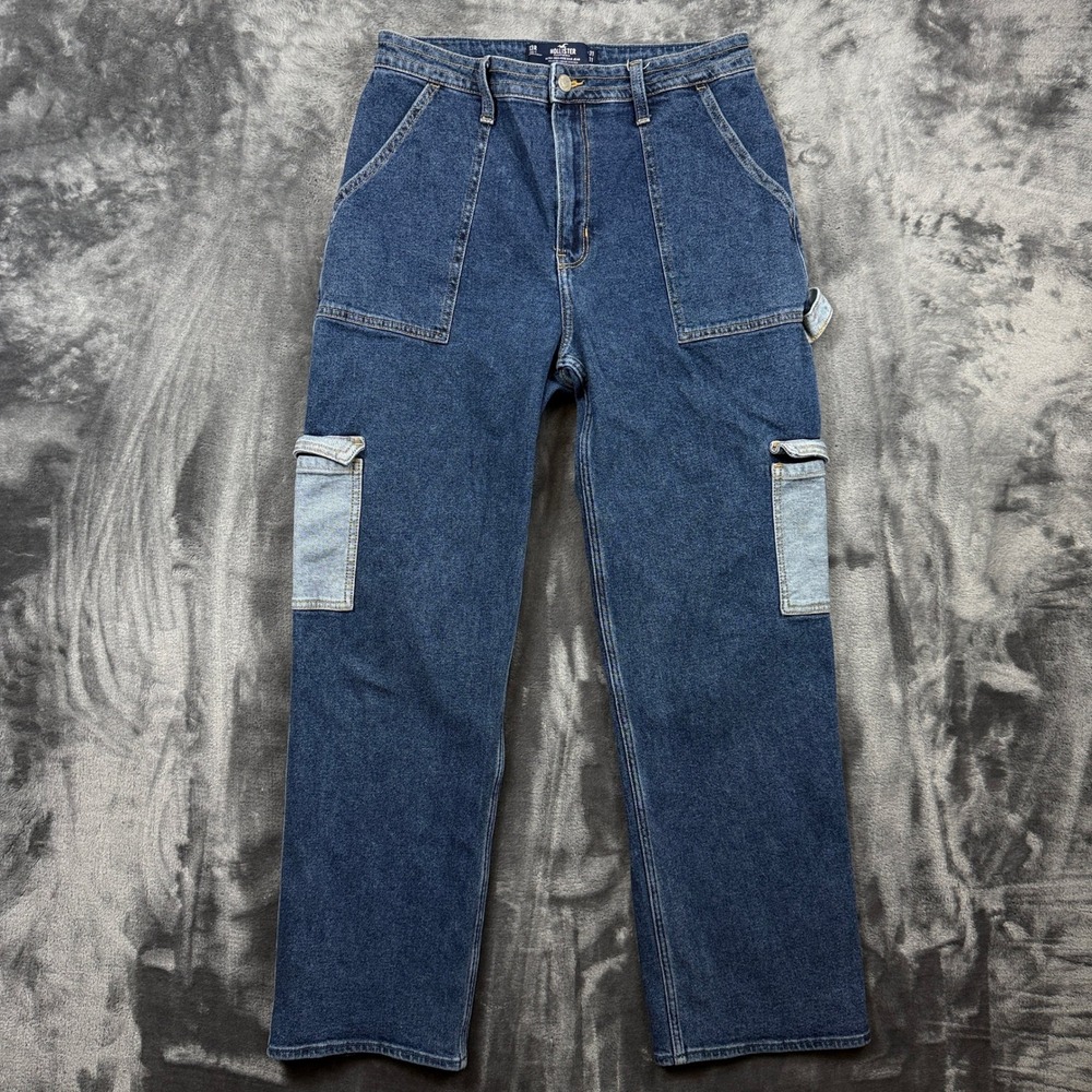Hollister Dad Jeans Women 13R Ultra High Rise Cargo Carpenter Vintage Stretch
